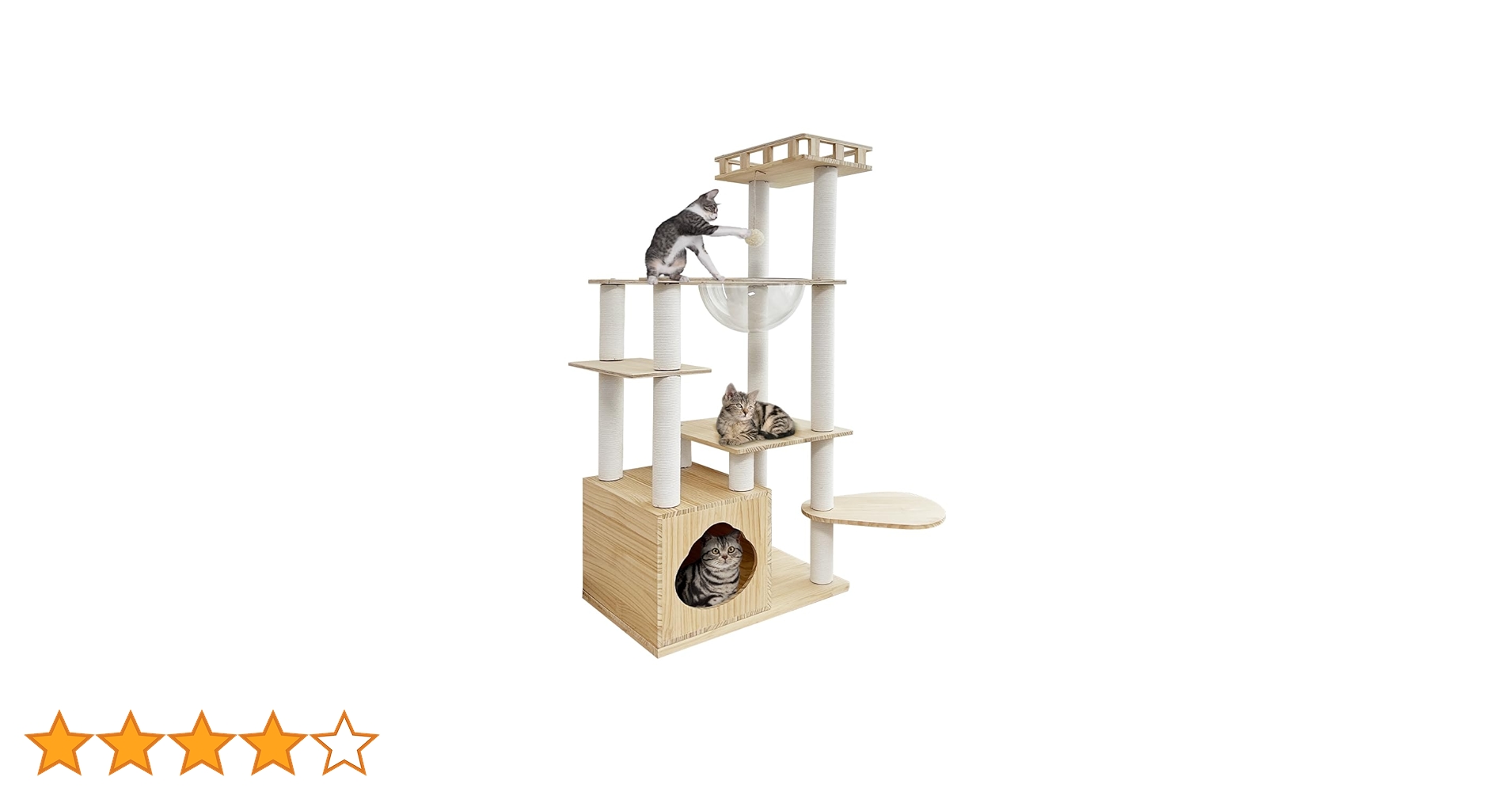 Amazon | 日本メーカー RAKU 木製キャットタワー 透明宇宙船